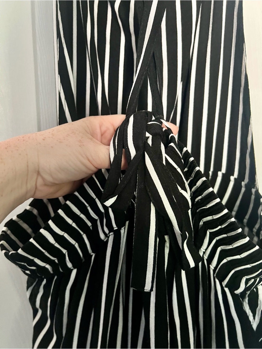 Torrid NWT Black and White Vertical Stripe Wide-Leg Jumpsuit - Picture 7 of 9
